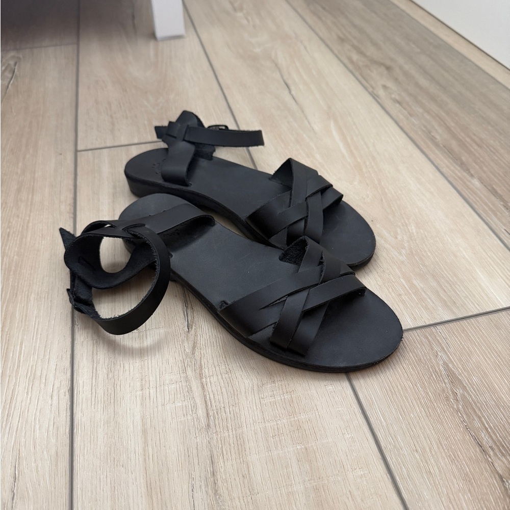 Black Leather Sandals. Jerusalem Chloe Sandals. Handmade leather sandals.